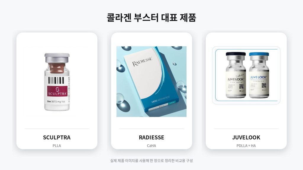 스킨부스터 종류 콜라겐부스터 쥬베룩 스컬트라 레디어스 비교